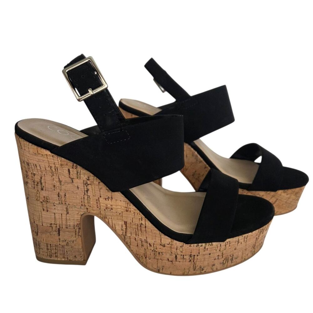 Coconuts by Matisse Vegan Nubuck Suede Chunky Cork Platform Sandals Sz 7